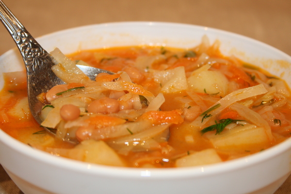 Рецепт овощного супа с фасолью
