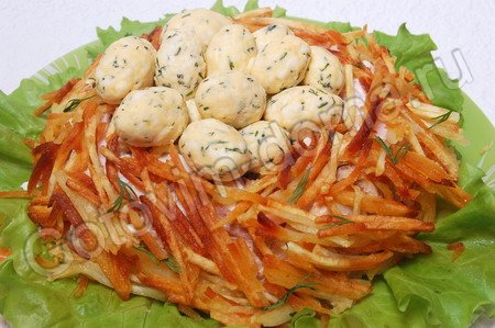 салат гнездо глухаря с языком рецепты